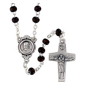 Rosario marrón y cruz Papa Francisco