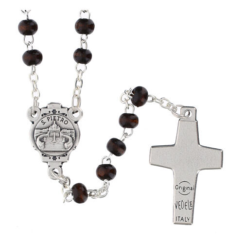 Chapelet marron et croix de Pape François 4
