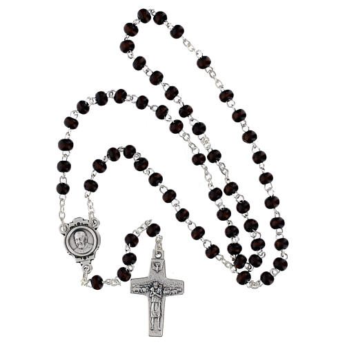 Chapelet marron et croix de Pape François 6