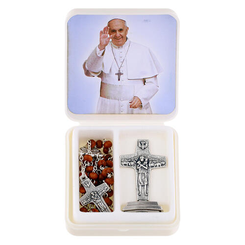 Rosario marrone e croce Papa Francesco 1