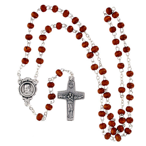 Rosario marrone e croce Papa Francesco 6