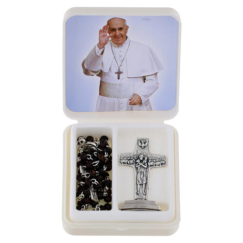 Terço castanho e cruz Papa Francisco 1
