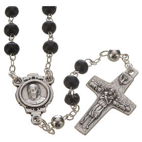 Chapelet noir et croix Pape François