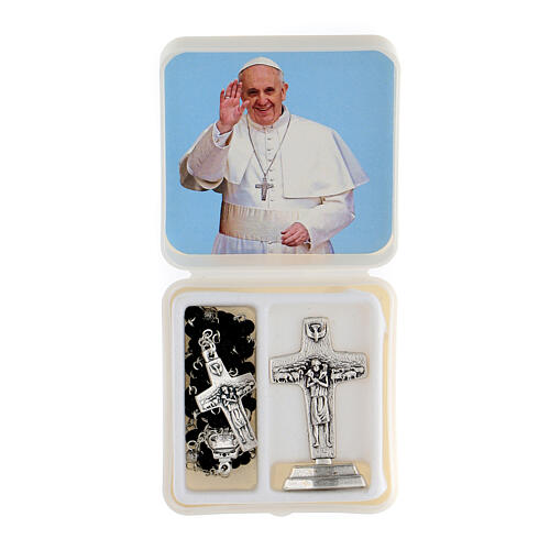 Chapelet noir et croix Pape François 1