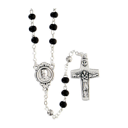 Black Rosary and cross, Pope Francis
