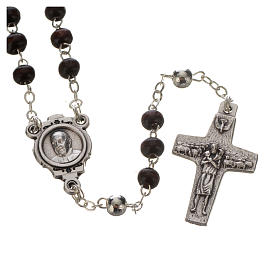 Rosenkranz und Kreuz Papst Franziskus Mahagoni