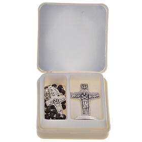 Rosenkranz und Kreuz Papst Franziskus Mahagoni