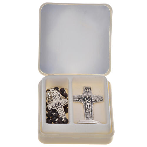 Rosenkranz und Kreuz Papst Franziskus Mahagoni 1