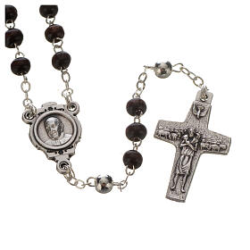 Chapelet acajou et croix Pape François