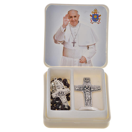 Pope Francis mahogany rosary and cross 1