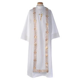 First Communion Albs: First Communion alb with embroidered cross, white