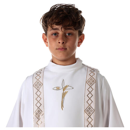First Communion alb with embroidered cross, white 4