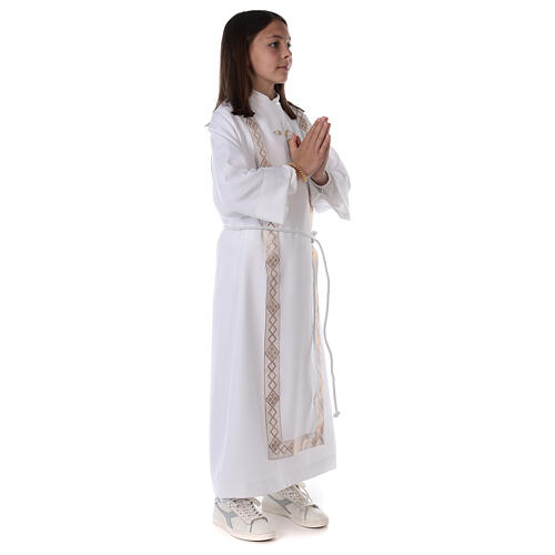 First Communion alb with embroidered cross, white 5