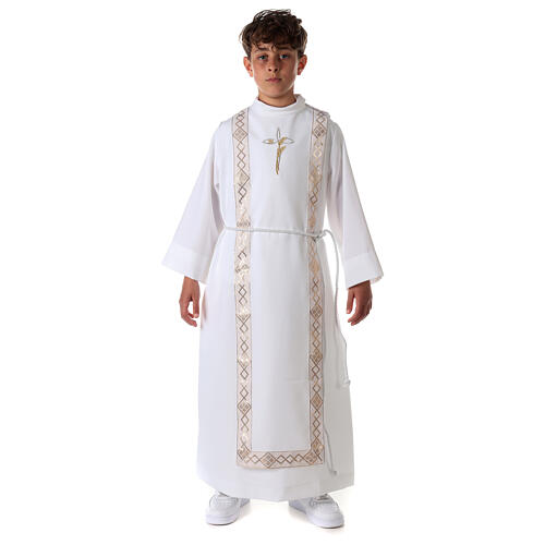 First Communion alb with embroidered cross, white 6