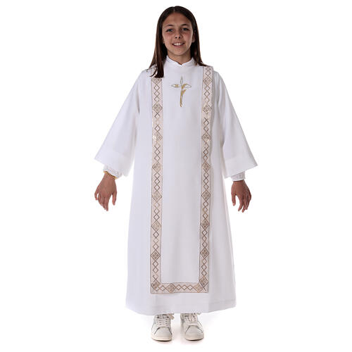 First Communion alb with embroidered cross, white 7