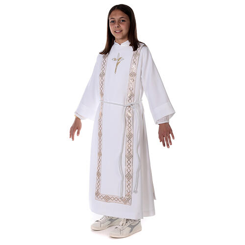 First Communion alb with embroidered cross, white 11