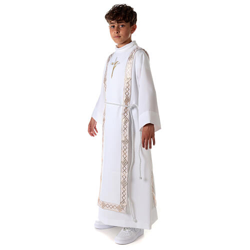 First Communion alb with embroidered cross, white 12
