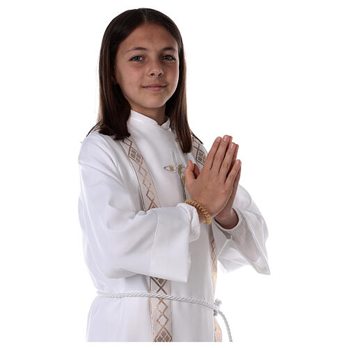 First Communion alb with embroidered cross, white 4