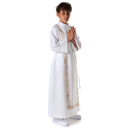 First Communion alb with embroidered cross, white 9