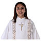 Aube Première Communion blanche scapulaire cordon broderie croix s9
