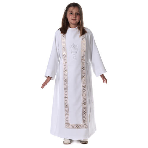 First Communion alb with rhinestone on orphrey, white 5