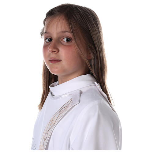 Holyart Abito Prima Comunione Unisex In Poliestere – Altezza 125 Cm, Con Ricamo Dorato, Prodotto In Italia