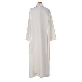 First Communion Albs: First Communion alb with satin sidelong and rhinestone, ivory