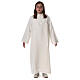 First Communion alb with satin sidelong and rhinestone, ivory s1