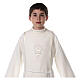 First Communion alb with satin sidelong and rhinestone, ivory s2