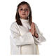 First Communion alb with satin sidelong and rhinestone, ivory s7