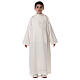 First Communion alb with satin sidelong and rhinestone, ivory s8