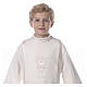 First Communion alb with satin sidelong and rhinestone, ivory s4