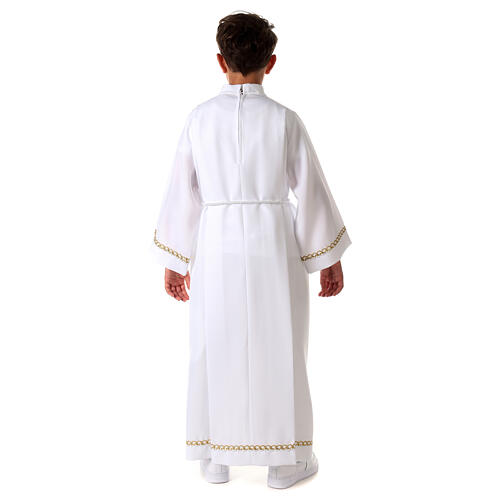 First Communion alb with pleats and braided border on hem and sleeves 11