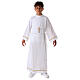First Communion alb with pleats and braided border on hem and sleeves s3