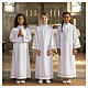 First Communion alb with pleats and braided border on hem and sleeves s2