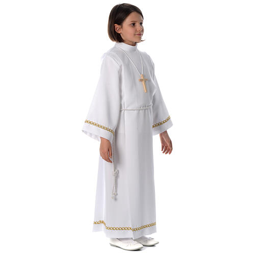 First Holy Communion alb with pleats and braided border on hem and sleeves 9