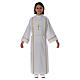 First Communion alb with pleats on back and front and braided border s1