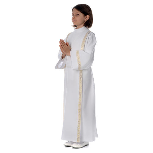 Aube Première Communion plis bord doré avant et arrière 5