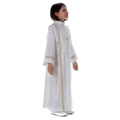 Aube Première Communion plis bord doré avant et arrière 6