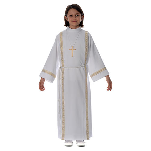 Holy Communion alb with pleats on back and front and braided border 1
