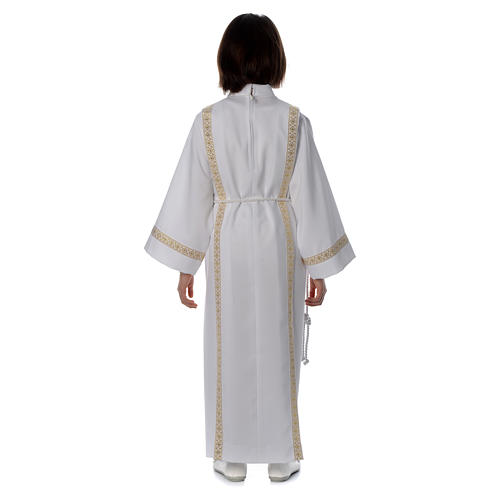 Holy Communion alb with pleats on back and front and braided border 4