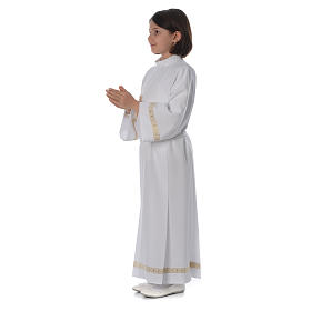 First Communion Albs: First Communion alb, pleated with braided border on hem and sleeves