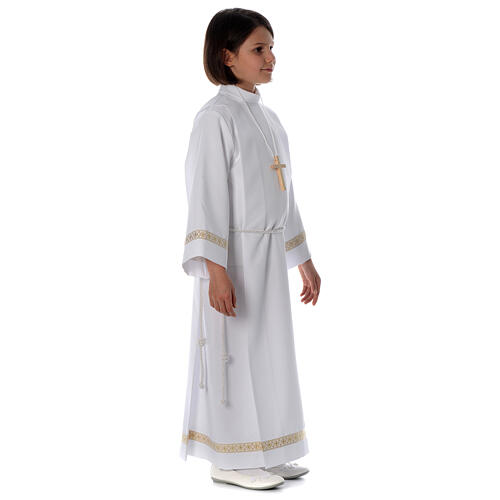 First Communion alb, pleated with braided border on hem and sleeves 14