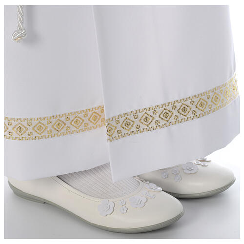 First Communion Alb with pleated and braided border on hem and sleeves 7