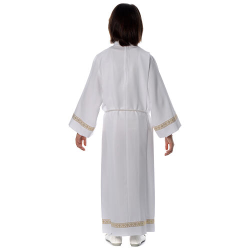 First Communion Alb with pleated and braided border on hem and sleeves 20