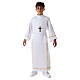First Communion Alb with pleated and braided border on hem and sleeves s6