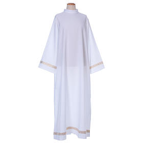 First Communion Albs: First Communion alb with braided border on hem and sleeves