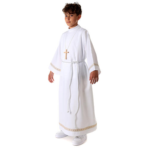 First Communion alb with braided border on hem and sleeves 6