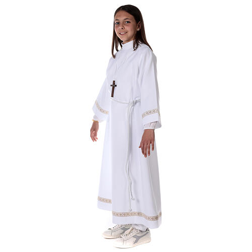 First Communion alb with braided border on hem and sleeves 8