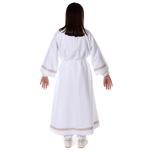 First Communion alb with braided border on hem and sleeves 11